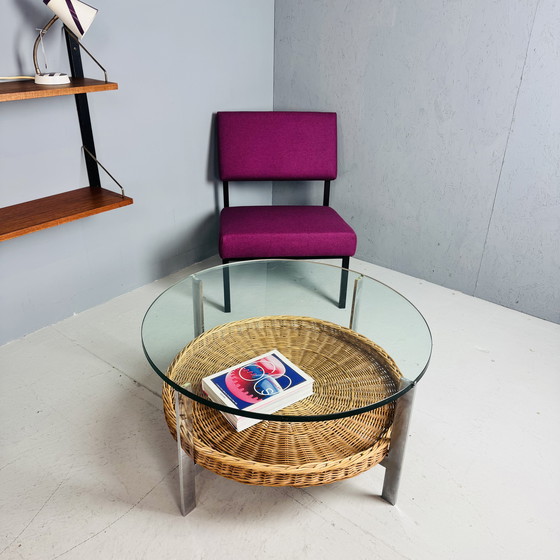 Image 1 of Mesa de centro de los años 70 de cristal, cromo y mimbre