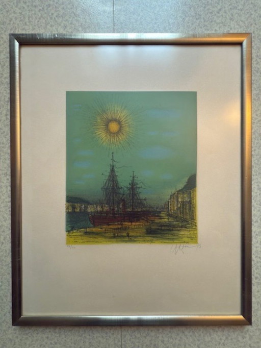 Litografia incorniciata di Jean Carzou