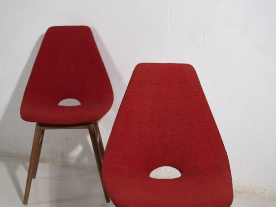 Sedie stile vintage rosso bordeaux (c.1950). Set di 2 pezzi #3 – Sedie da pranzo, Wood (photo 39 of 40)