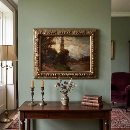 Oil Painting On Board Signed L. Clara, Italian Landscape, Early 20th Century – schilderijen tekeningen, Wood (photo 2 of 15)