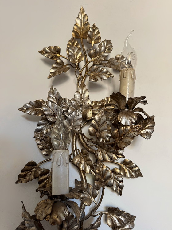 Image 1 of Florentine wall sconce with foliage design, 1960s