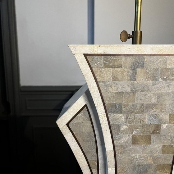 Hollywood Regency Lamp Base in Tessellated Stone & Brass Inlayby Maitland Smith, Usa, 1970s – Table lamps (photo 12 of 17)