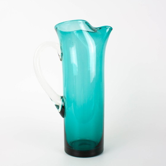 Jarra de cristal turquesa portuguesa de la década de 1960 – Vasos y jarras, Glass (photo 6 of 15)