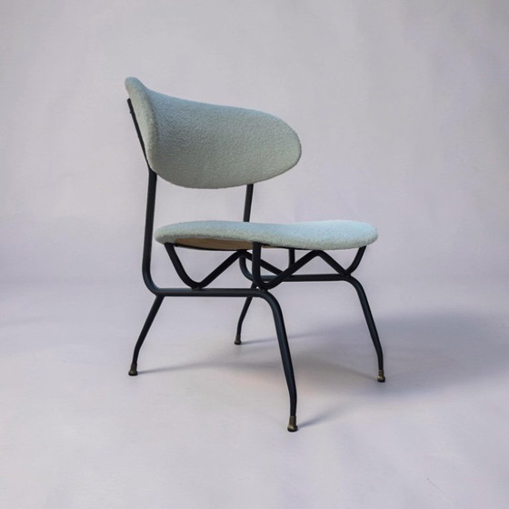Ensemble de 4 fauteuils lounge de Gastone Rinaldi, Italie, années 1950 – Chaises & fauteuils, Metal, Textile (photo 4 of 7)