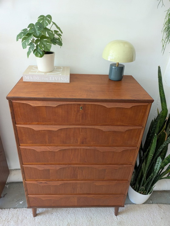 Image 1 of Vintage Deense teakhouten ladekast, Tallboy 