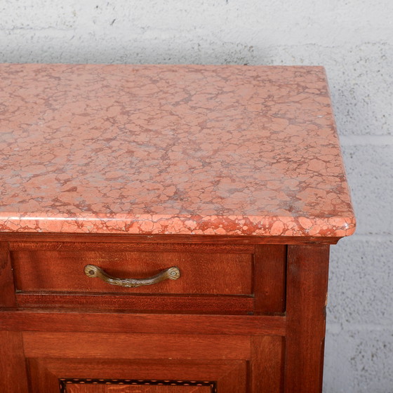 Buffet 4 portes avec compartiment ouvert et plateau en marbre – Vaisseliers, Art Nouveau (photo 8 of 11)