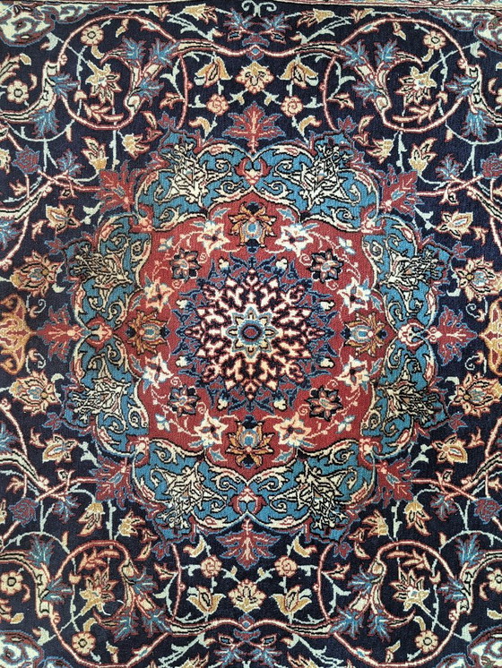 Tappeto di Isfahan annodato a mano, blu e rosso, 160x215 cm, discrete condizioni, Iran – Tappeti, Wool (photo 4 of 6)
