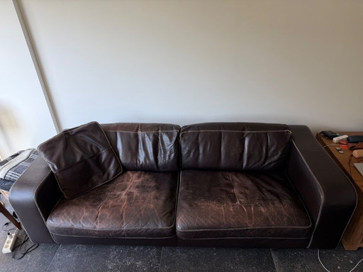 Machalke lederen bankstel 2+3 zits en poef