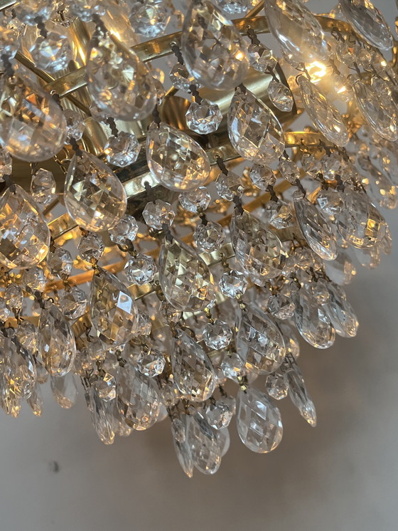 Image 1 of Xl chandelier crystal pendants bronze frame vintage