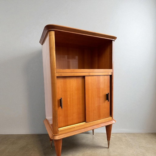 Mid - Century 1950 cabinet - compass legs & brass shoes