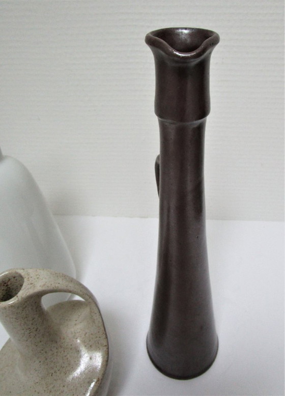 Image 1 of three soliflore vases stoneware ceramic vintage porcelain