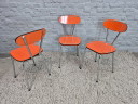 Set of 3 Vintage Design Kitchen Chairs by Brabantia, Orange Striated Formica, The Netherlands, 1960s