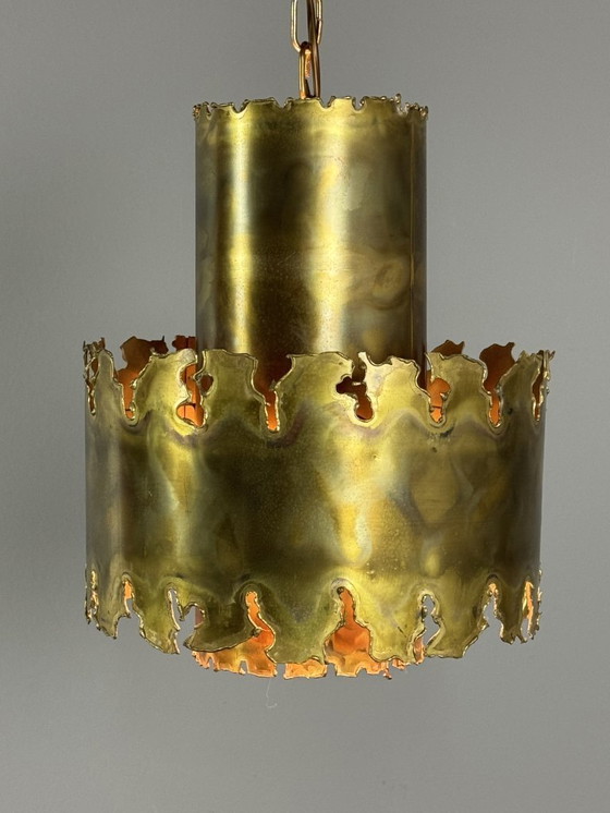 Image 1 of Brutalist Brass Pendant Lamp, Model 6407 by Svend Aage Holm-Sørensen for Holm Sørensen, Denmark, 1960s