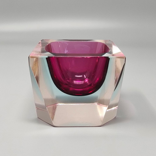  Load Image Into Gallery Viewer, 1960S Stunning Murano Pink/Blue Ashtray Or Catch-All By Flavio Poli For Seguso Load Image Into 