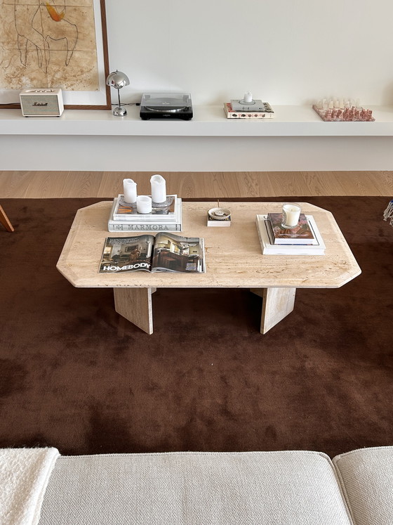 Image 1 of Vintage travertine coffee table 