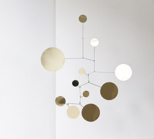 Grande sculpture mobile en laiton Space Age