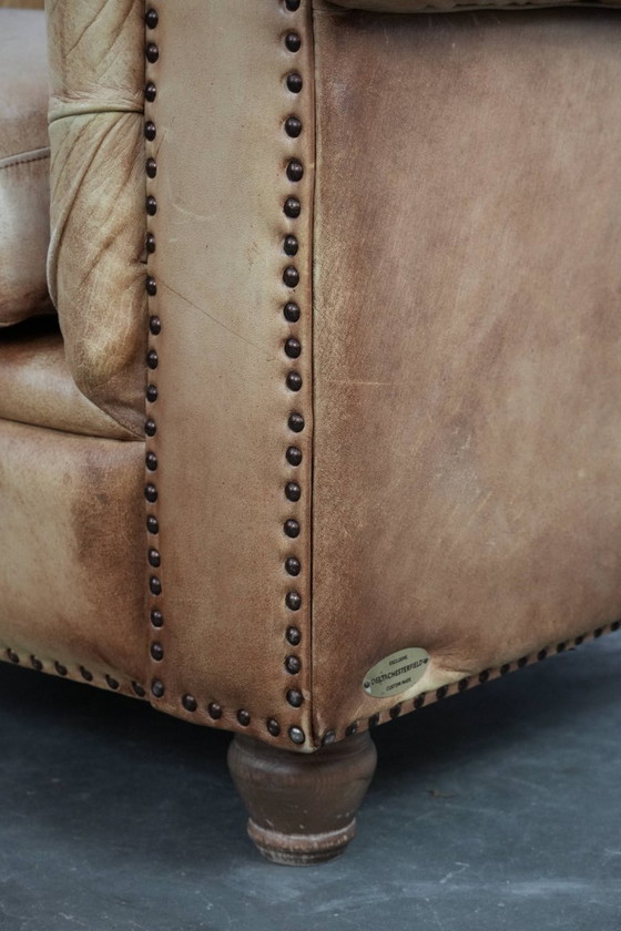Image 1 of Unique Chesterfield armchair made of cowhide leather