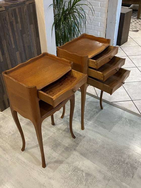 Image 1 of Paar nachtkastjes met lades en nis, Lodewijk XV-stijl