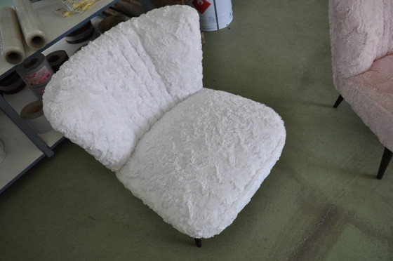 Vintage Pink Faux Fur Cocktail Chair, 1950s, Armchairs (photo 5 of 5)