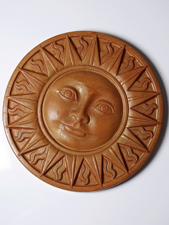 Piatto da Parete Sole Antropomorfo in Terracotta Patinata, Italia Vintage 1996 – Decorazioni murali, Ceramic (photo 5 of 12)