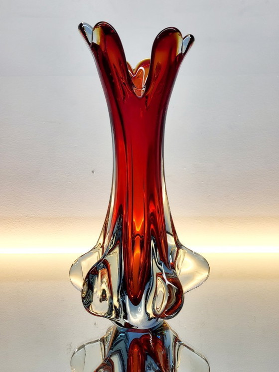 Image 1 of Murano multicolored glass organic vase, Somserso technique, Italy