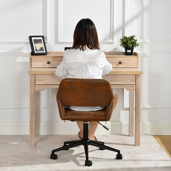 Image 1 of Urban Meuble vintage office chair in suede fabric, swivel, height-adjustable and with 5 castors ROSS KD SUEDE BROWN BLACK
