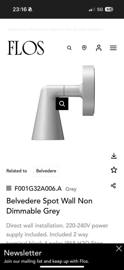 Flos BELVEDERE buiten of badkamer lamp spot