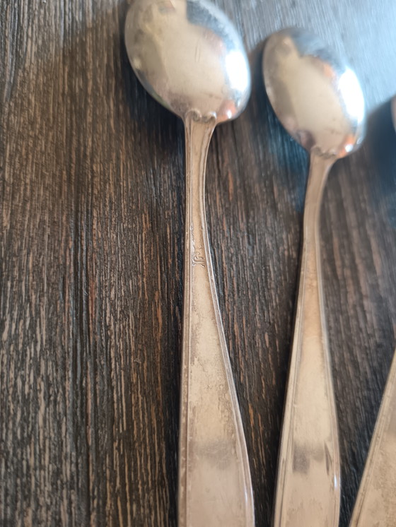 Image 1 of 5 cuillères à thé en argent des années 1960