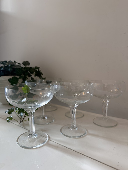 Set of 6 crystal coupe champagne glasses