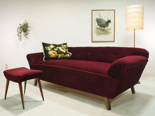 Divano vintage con sgabello, divano, anni '60, Germania