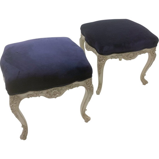 Paire de repose-pieds vintage en velours violet, Belgique
