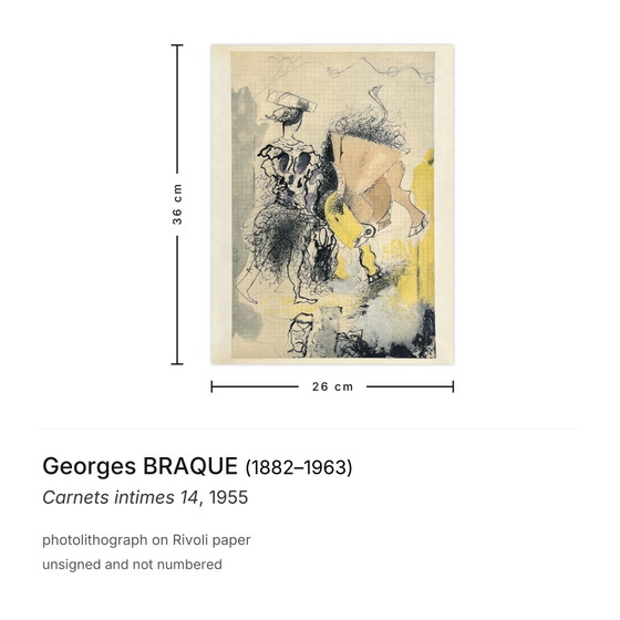 Georges Braque Litografía Cuadernos Intimes 14 1955 – Litografías y grabados, Paper (photo 3 of 5)