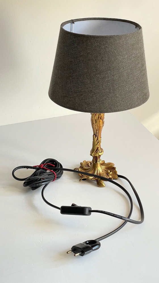 Image 1 of Vintage Bronze Lampe Mit Gold Patina