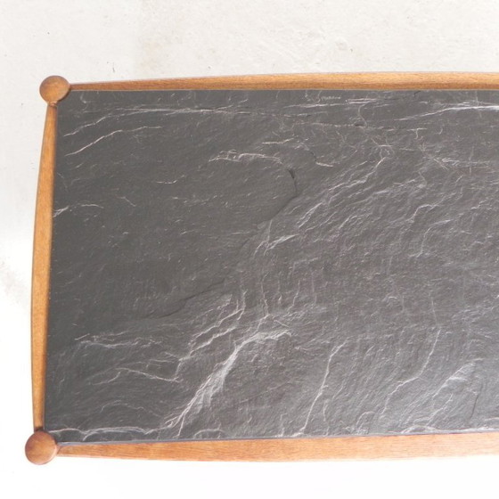 Image 1 of Tavolino da caffè vintage con piano in ardesia e struttura in rovere, anni '60.