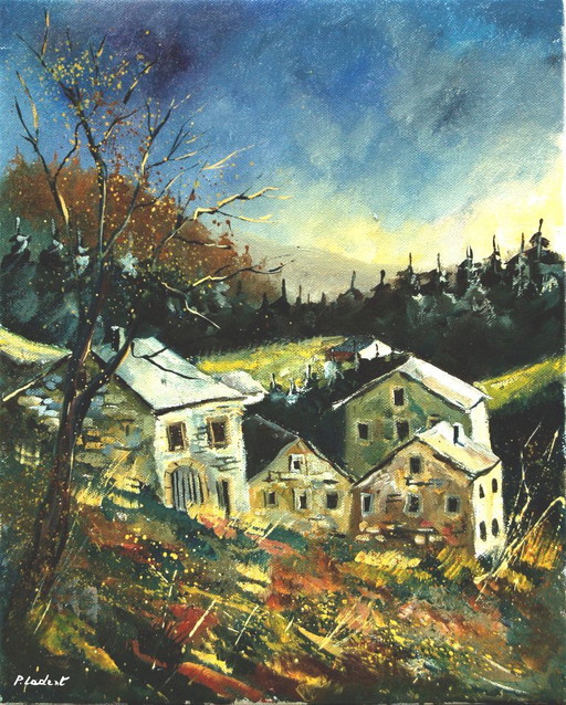 Old houses in the Belgian Ardennes – schilderijen tekeningen, Canvas