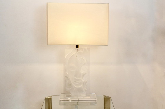 Grande lampada da tavolo in Lucite e ottone di Fabianart Rome, Italia, Lampade da tavolo, Mid Century Modern (foto 7 di 10)