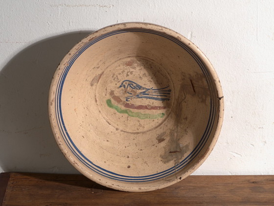 Pair of Antique Glazed Ceramic Bowl and Jug, Central Europe, circa 1900, Crockery, Blue (photo 6 of 14)