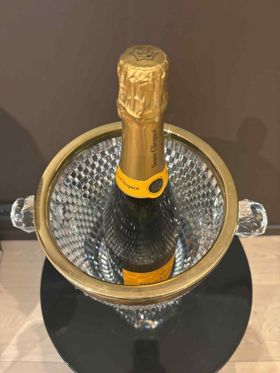 Image 1 of Vintage French Crystal Champagne Bucket, Golden Rim