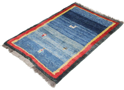 Alfombra oriental persa original Gabbeh Ghashghai, 122 cm x 82 cm, color natural antiguo