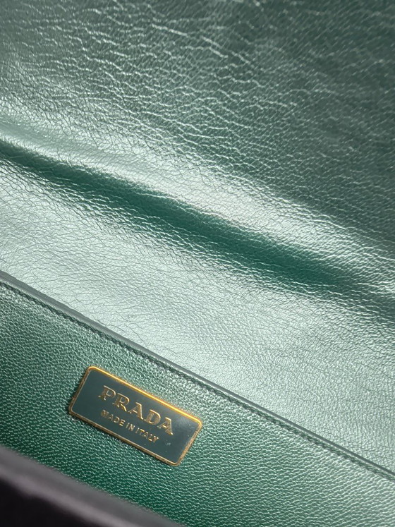 Image 1 of Sac à main Prada en cuir noir/marron brossé or