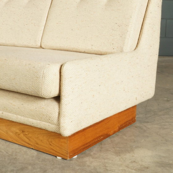 Vintage two-seater sofa – beige fabric – 1960s – 2 seaters, Textile (photo 13 of 16)