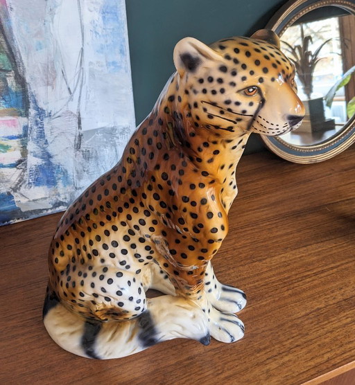 Vintage ceramic leopard   Italy, 1960s. 