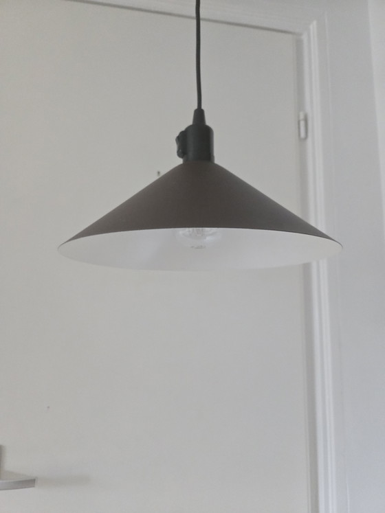 Image 1 of Lampada a sospensione conica marrone opaco anni '70/'80