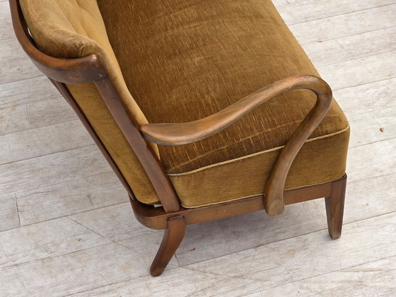 Image 1 of Jaren 60, Deens ontwerp van Alfred Christensen, 2-zitsbank, groene meubelvelours.