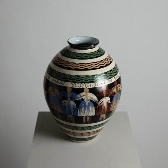 Vase en céramique peint à la main „Karička“ de Michal Parikrupa-Šipár, Pozdišovce, Tchécoslovaquie, 1970 (photo 2 of 10)