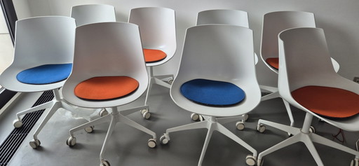 8 chaises MDF Italia Flow – eetkamerstoelen, Plastic, Metal