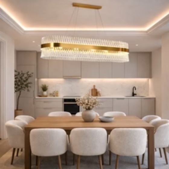 Image 1 of Oval chandelier in crystal glass with a modern contemporary design