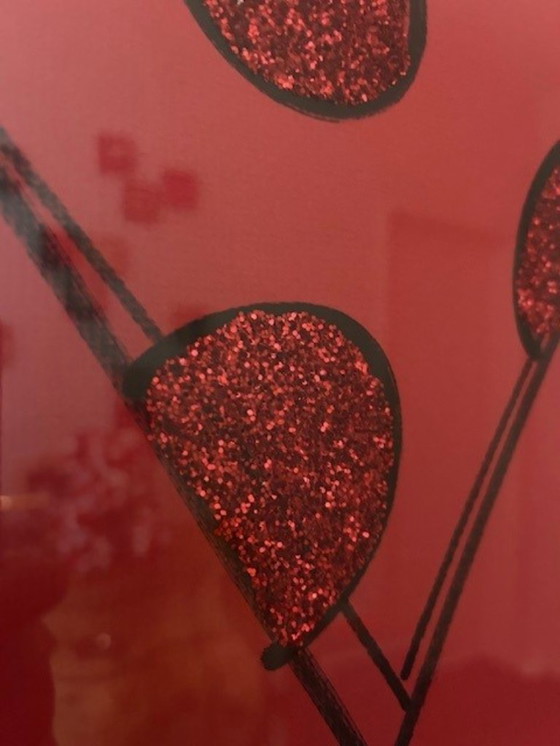 Image 1 of Opera originale di Romero Britto - Cuore a pois glitterati (1976)