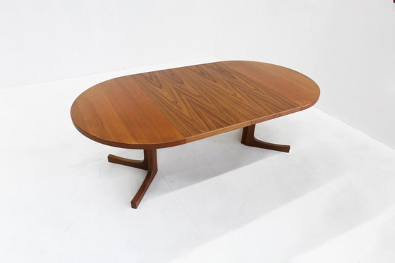 Image 1 of Vintage Danish round extendable teak dining table 1960s