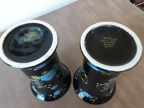 Image 1 of Twee Vintage Vazen Gouda Plateel